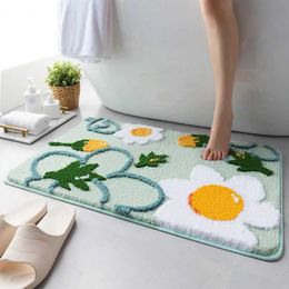 Bath Mats Shower and Bath Room Flower Floor Mat Carpet Rugs Water Absorbent Non-Slip Soft Microfiber Bathmats Machine Washable
