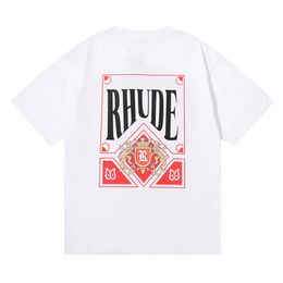 T Shirt Men Rhude Shorts Tracksuits Designer Printing Letter Black White Grey Rainbow Color Summer Fashion Cotton Cord Top Short Sleeve Designer Clothing