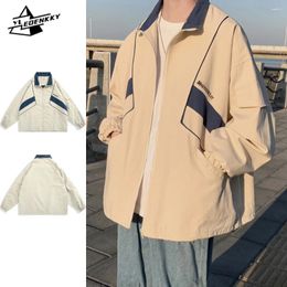 Men's Jackets Patchwork Lapel Jacket Men Women INS Vintage Thin Cargo Coat Harajuku Casual Loose Long-sleeved Tops Spring Autumn Bomber