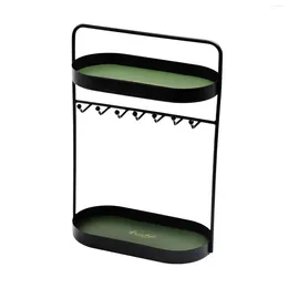 Jewelry Pouches Necklace Display Stand Storage Rack With 7 Hooks And Tray Entryway Key Holder Organizer For Watches Keys Bangles