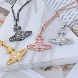 Planet Necklace Designer Necklace for Woman Vivienen Luxury Jewelry viviane westwood Xis Classic Saturn Chain Honeycomb Necklace High Grade Full Diamond