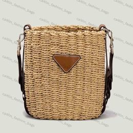 Designer Rattan Basket Bags for Women Straw Woven Bucket Bags Brand Round Shoulder Bag Female Shopper Handbags Purses caitlin fash282w