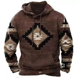 Men's Hoodies Sweatshirts Geometric Print Ethnic Sweatshirt Men Western Aztec Patchwork Hoodie Traditional Pattern Pullover Women Hiphop African Clothes 597