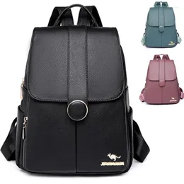 School Bags Fashion Soft Leather Backpack Women Vintage Shoulder Bag Ladies High Capacity Travel Girls Mochila Feminina