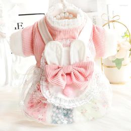 Dog Apparel Pink Blue Colours Cake Dresses For Autumn And Winter Thickening Pet Princess Skirt Lolita Cute Ropa Perro