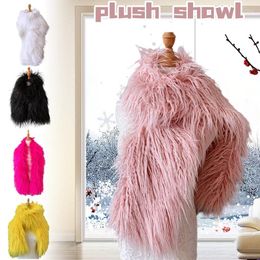 Scarves Women Mongolian Fur Collar Lady Winter All-Match Long Curly Scarf Warm Thick Fashion Coat Parka DIY Neck Warmer