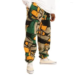 Men's Pants Men Winter Teddy Fleece Chic Hippie Warm Sweatpants Plus Size 3XL Fluffy Hip-Hop Streetwear Slacks
