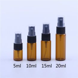 Bottle 50pcs/lot 5ml 10ml 15ml 20ml Glass Spray Empty Perfume Atomizer Bottle Small Test Tube Bottle Amber Glass Vials