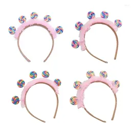 Hair Clips M2EA Children Day Toddler Hairband With Pleated Lace Lollipop Headbands Carnivals Amusement Park Hoop