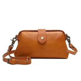 HBP Shoulder Bags solid color simple purse Handmade New Vegetable Tanned Cowhide Small Mouth Gold Satchel Goddess Joker purses cas218m