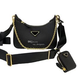 Milano Designer Hobo Shoulder Bags Wallets Women Crossbody Purse Re-Edition 2005 Saffiano Genuine Leather Chain Handbag With Nylon303u