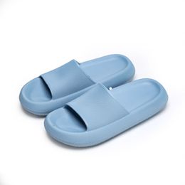 Platform Slippers for summer indoor home anti slip bathroom shower couples thick soled light blue