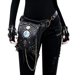 Waist Bags YourSeason Unisex Steampunk Chain Rivet Pack Multifunctional PU Leather Female Shoulder 2022 Moto Biker Belt Bag204r