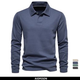 AIOPESON Embroidery Polo Shirt for Men Fashion Neck Turn Down Collar Mens Casual Social Polo Shirts Luxury Golf Shirt 240219