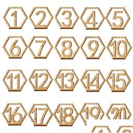 Party Decoration 20Pcs Wooden Hexagonal Table Seat Number Signs For Wedding Birthday Banquet Decor 1-40 Digital Sign Drop Delivery H Dh6Ox
