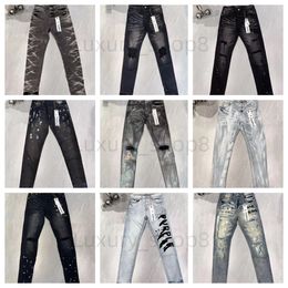 Amirir jeans Purple Jeans Street Fashion Designer Men Fly Black Stretch Elastic Skinny Jeans Buttons Fly Hip Hop Brand Pants Jeans for Women White Black Pants 28-40