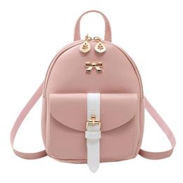 2020 New PU Leather Kawaii Backpack Cute Graceful Bagpack Women's Mini Backpack Small School Bags for Girls Bow-knot193y