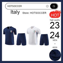 23 24 Italy tracksuit survetement Short sleeve Training suit men and kids sets 22 23 24 Italia man football tracksuits set