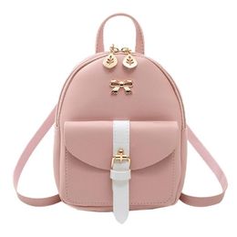 2020 New PU Leather Kawaii Backpack Cute Graceful Bagpack Women's Mini Backpack Small School Bags for Girls Bow-knot227C