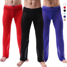 Pants Mens Sexy Transparent Trousers See Through Pants Male Loose Mesh Sheer Gauze Bottoms Sleepwear Underpants