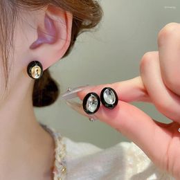 Stud Earrings Dripping Oil Double Layers Oval Geometric For Women Girl Personalised Simple Versatile Jewellery