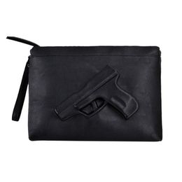 Unique women messenger bags 3D Print Gun Bag Designer Pistol Handbag Black Fashion Shoulder Bag Day Envelope Clutches With Strap240o