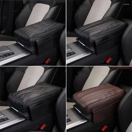 Interior Accessories Wave Embroider Artificial Leather Car Armrest Mat Center Console Arm Rest Protection Cushion Auto Armrests Storage Box