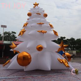 wholesale free shipment outdoor activities 10mH (33ft) With blower white Christmas Inflatable Tree,LED Colour lighted inflatable Christmas tree balloon for event