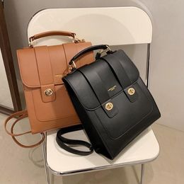 Backpack Style Vintage Brand Woman High Quality PU Leather School Bags For Teenage Girls Fashion Soft Ladies Double Shoulder315w