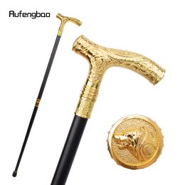 Golden Wolf Head Flower Totem Relief Walking Cane Fashion Walking Stick Gentleman Crosier Knob Walking Stick 93cm