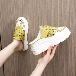Slippers Sorphio Women's Breathable Platform Mule Sneakers Casual Cutout Design Lace Up Shoes Comfortable Summer