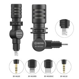 Accessories Boya Bym100 M100d M100ua M100uc M110 Trs Microphone 3.5mm Plugin Typec Condensador Microfone Mic for Smartphone Dslr Camera