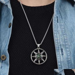 Pendant Necklaces Flash Compass Rainbow Necklace Chain For Men Antique Sier Colour Stainless Steel Jewellery Hip Hop Punk Rock Accessor Dhivu