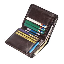 Wallets Genuine Leather Men Short Trifold Wallet Multi Slots Holders Male Clutch Vintage Purse Money Bags232w