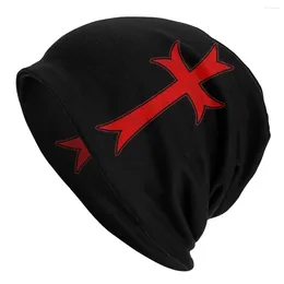 Berets Knights Templar Cross Skullies Beanies Hat Goth Autumn Winter Outdoor Unisex Cap Adult Warm Head Wrap Bonnet Knit