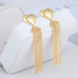 Dangle Earrings European And American Trend Fashion Long Love Gem Tassel Simple Japanese Korean Women's