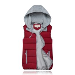 Waistcoats Factory Direct Women Cotton Vest Coat Autumn Winter Hooded Wiastcoat Casual Sleeveless Jacket Lady Outwear Warm Padded Coat Tops