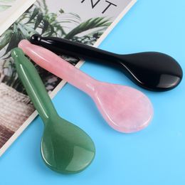 Rose Quartz Jade Spoon Gua Sha Board Eye Massager Natural Obsidian Facia Guasha Massage Tool Healing Stone Massage Wand Acupuncture Therapy Stick Point Treatment