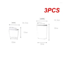Storage Bottles 3PCS Transparent Sealed Can Practical Space-saving Airtight Convenient Durable Stackable Noodle Box For