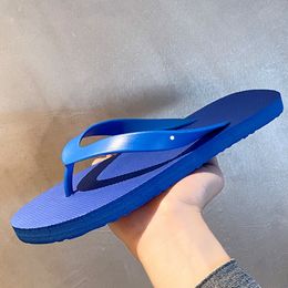 Mens Slippers for summer indoor home anti slip shower couples thick soled cool slipper flip fops sandals blue