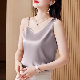 Women's Tanks M-4XL 2024 Spring Summer Women Tank Tops Fashion Camisole Vest Shirt Irregular Satin Sleeveless