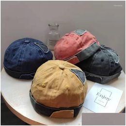 Beanie/Skull Caps Beanies Fashion Men Women Street Casual Docker Sailor Biker Hat Loop Beanie Brimless Cap Unisex Pumpkin Vintage Na Dhufw