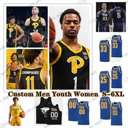 NCAA Custom S-6XL Pittsburgh Panthers College Basketball Jerseys 2 Blake Hinson 5 Ishmael Leggett 7 Carlton Carrington 33 Federiko Federiko Jaland Lowe Zack Austin