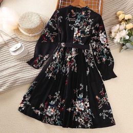 Girl's Dresses Dress Kids Girls 6-12 Years Long Black Embroidered Dress For Girls Elegant Vacation Holiday Party Dress Graduation ClothesL2402