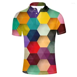 Men's Polos Colours 3D Graphics Printed Polo Shirt For Men Women Causal Short Sleeve T Shirts Outdoor Sweatshirt Cool Lapel Male Costumes