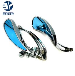 Motorcycle Chrome Leaf Shape Custom Rearview Side Mirrors 8 mm10 mm Adapter For Retro Street Cruiser Moto2500472