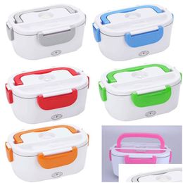 Lunch Boxes Bags Electric Box Food Heated 12V 110V Portable Warmer Heater For Car Truck Home Self Heating With Knife And Fork Storag Dhwd5