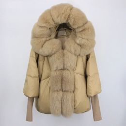 Fur 2023 Winter Luxury Women Natural Real Fox Fur Collar Jacket Warm Thickened 96% White Duck Down Jacket Fashionable Casual Wea