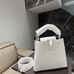 TZ Ladie brand small handbag Capucines bb series designer soft tote white wide shoulder strap Genuine Leather crossbody bag Simple259T