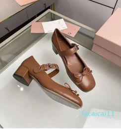 Fashion women dress shoes Block designer sandals luxury Ballet flats pumps heel with adjustable ankle strap slingback